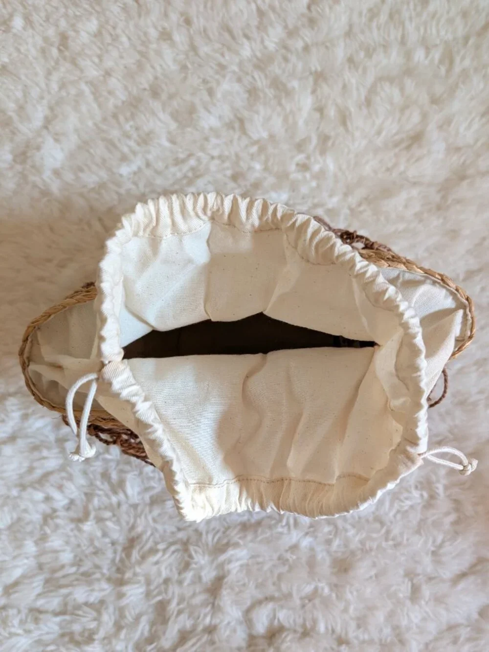 NWT J. Crew Sedona Basket Bag in Straw with Mesh (color: burnt caramel) - Picture 5 of 9